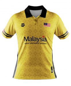 SongketMalaya (Yellow) Polo Button - Qenyeh Graphics